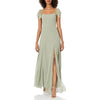 Anthropologie Jenny Yoo Elsie Off Shoulder Flutter Sleeve Green Chiffon Dress, sz 2