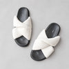 Maeve Anthropologie Terry Slide Towel White/Black Faux Fur Flat Sandals, size 8