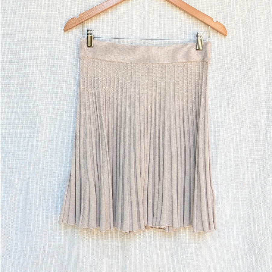 To Be Blossom Pleated Mini Skirt Womens M Beige Knitwear Wool/Cashmere Blend