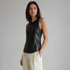 Armani Exchange Tank Top Womens S Black Faux Leather Sleeveless Zipper NWT