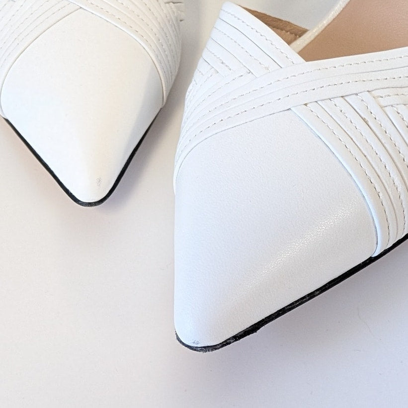 Paige Heeled Mules Womens 9.5 White D'orsay Style Pointed Toe High Heel