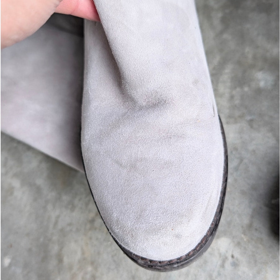 Stuart Weitzman Light Gray Gris Suede Allserve Over-The-Knee Boots, size 5.5M
