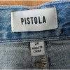 Pistola Alice Denim Midi Skirt Brooklyn Light Blue Front Slit Raw Hem Size 24