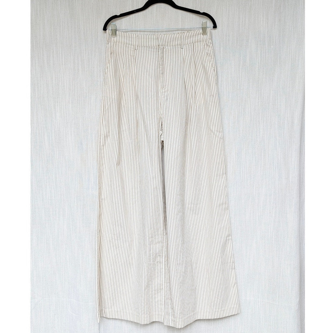 ASTR the Label Neha Pants Womens L Brown Striped High-rise Wide Leg NWT