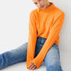 J.Crew Sweater Womens M Orange Ribbed Wool Alpaca Mockneck Supersoft Yarn BM209