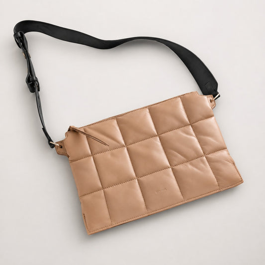 AllSaints Brown/Tan Sheringham Leather Quilted Shoulder Bag