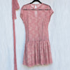 RED Valentino Lace Dress Womens IT 48/ L Pink Belted Short Sleeve Ruffle Mini