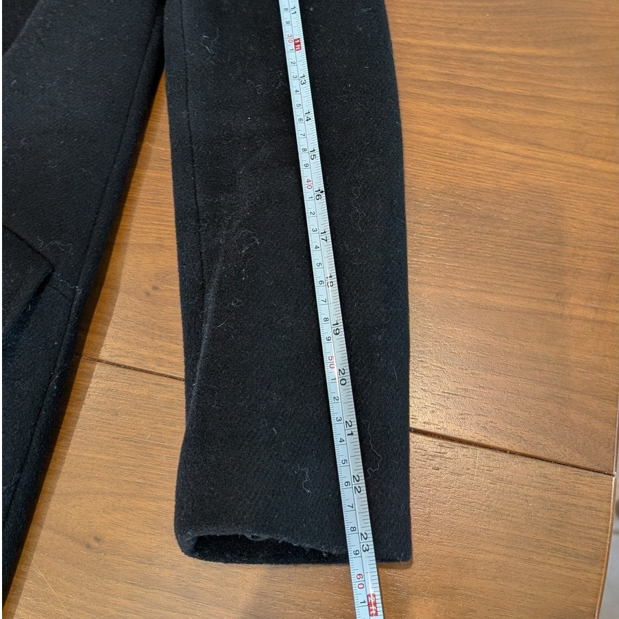 Mexx Black Wool Blend Double-Breasted Peacoat Coat, size 4