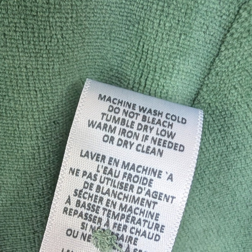 RE/DONE x Hanes Cropped Velour Long Sleeve Polo Top Basil Green Size M NWT