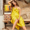 H&M HM Yellow Cotton Sleeveless Ruffle Midi Maxi Dress, Size M
