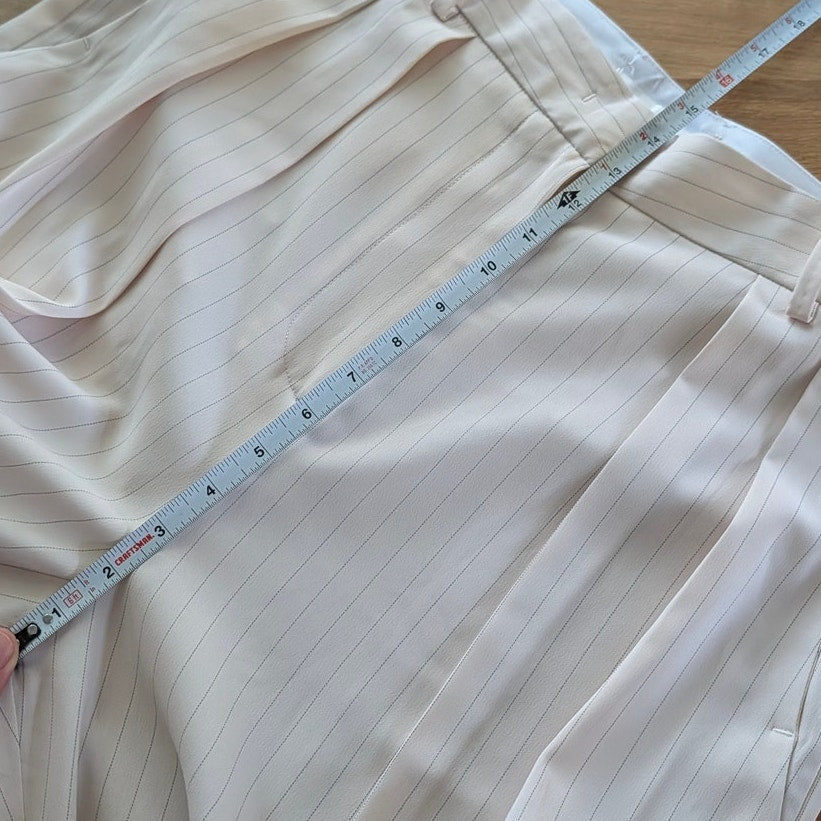 The Frankie Shop Tansy Pants Womens M Pleated Pinstriped Crepe Straight Wide Leg