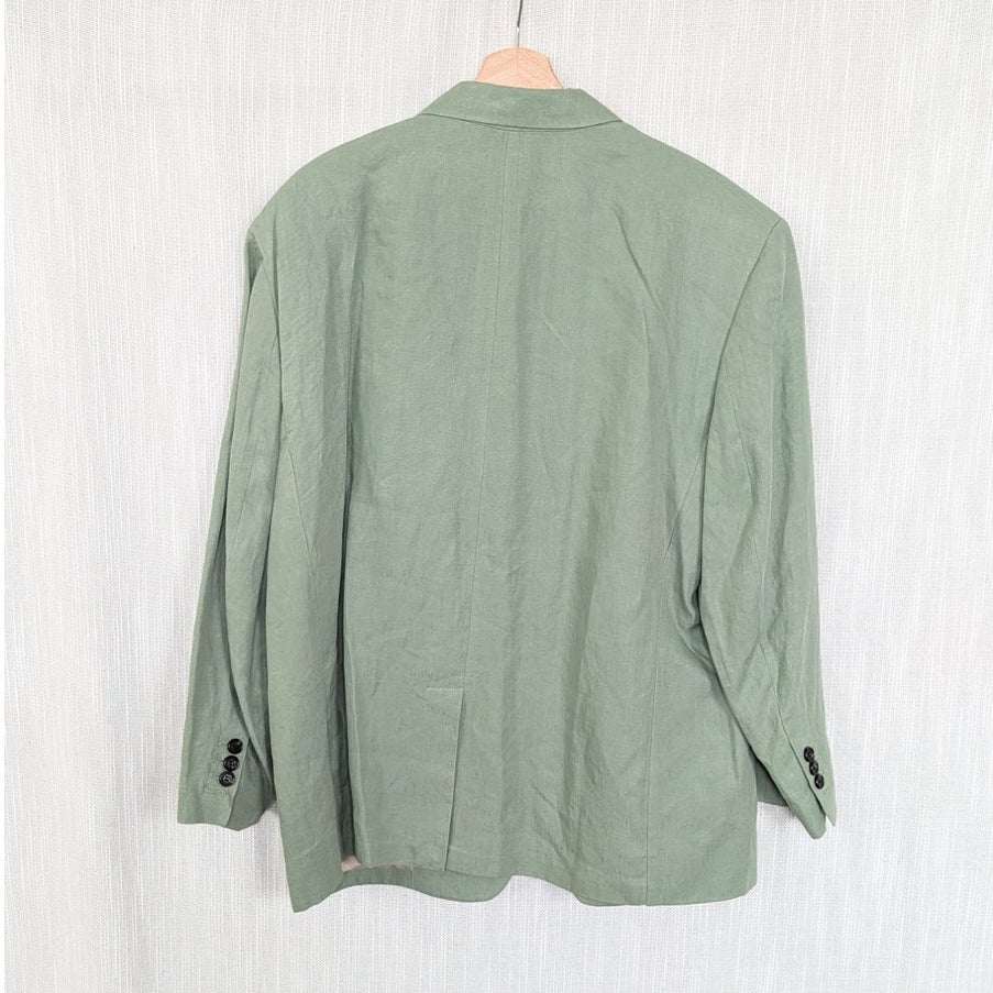 Theory Galena Boxy Oversized Linen Jacket Blazer Womens M/L Green Leaf NWT