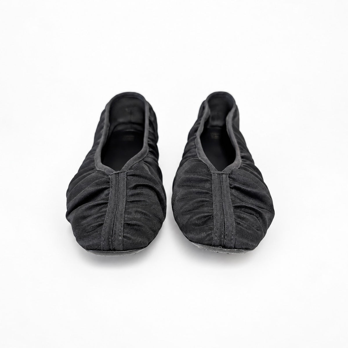 Toteme Gathered Ballet Flats Black Satin 36