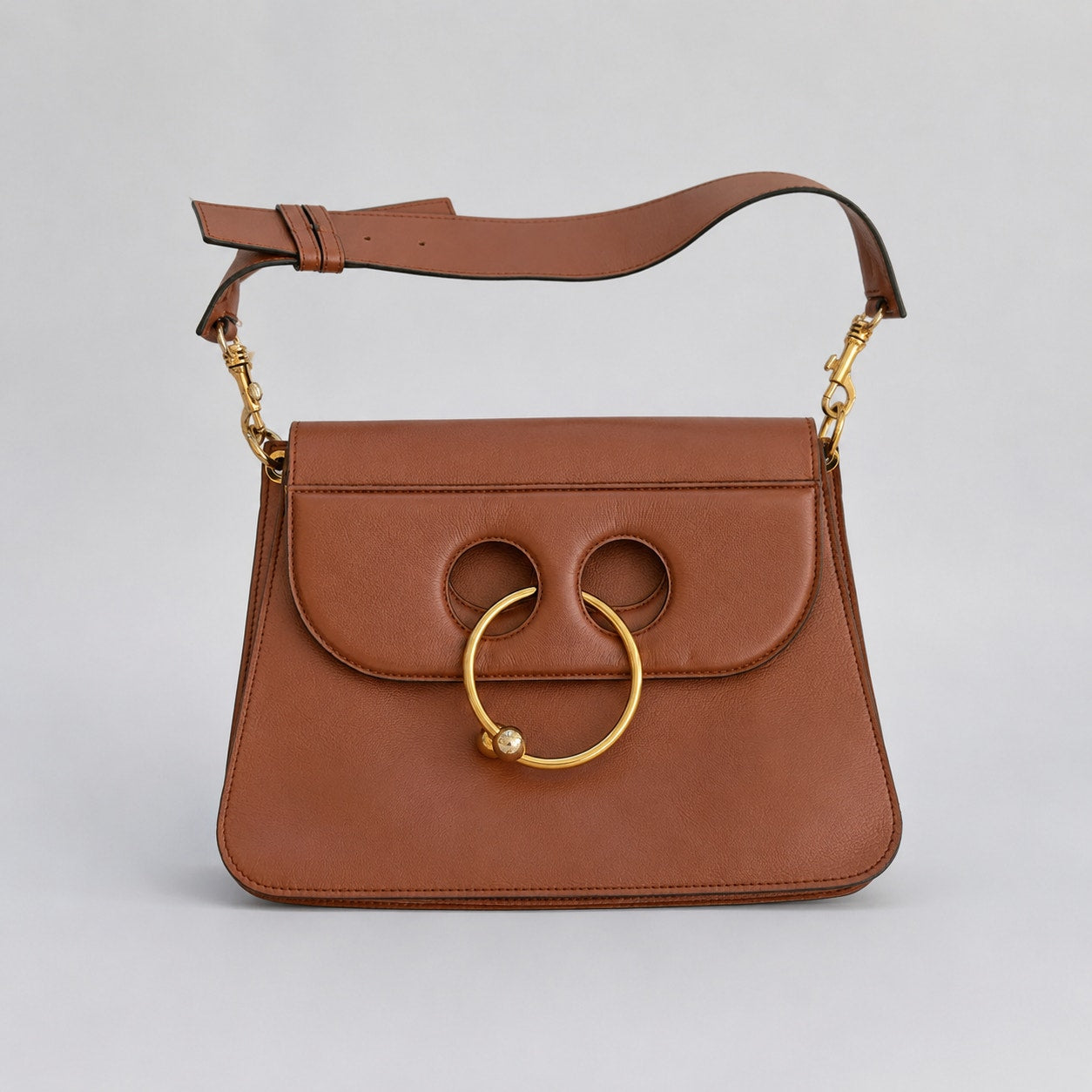 JW Anderson Pierce Brown Leather Medium Handbag Shoulder Bag
