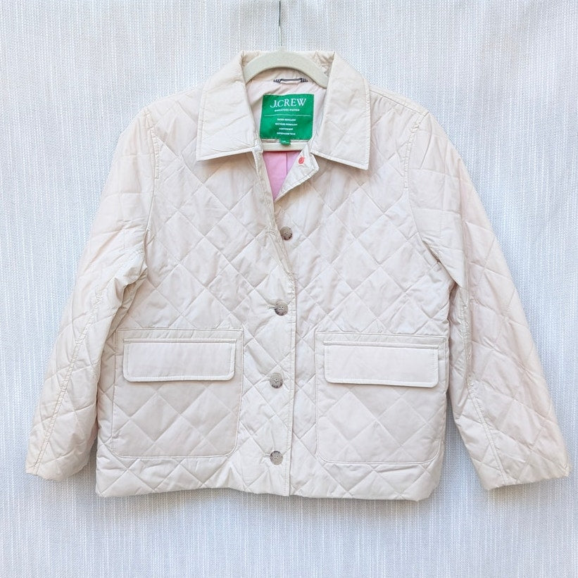 J.Crew Quilted Lady Classic Fit Cream Shirt Jacket with PrimaLoft®, size M