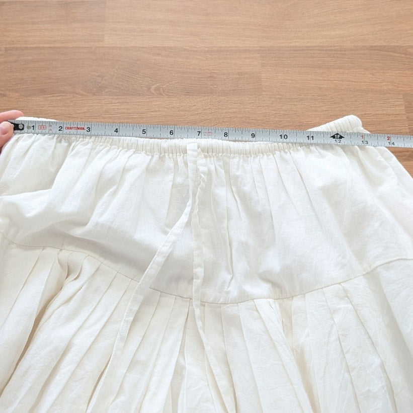 Chan Luu Million Pleats Bubble Skirt Womens 1/S White Cotton Drop Waist Midi