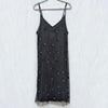P.A.R.O.S.H Galax Star Embellished Mesh Slip Dress Womens M Black Beaded Midi
