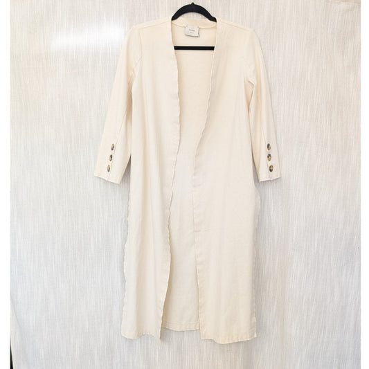 ALYSI Ivory Long Open Front Straight Hem Cardigan, size XS-L
