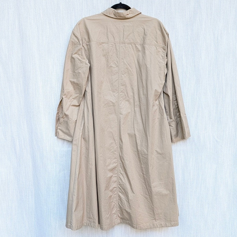 JW Anderson x Uniqlo Shirt Dress Womens S Beige Cotton Drawstring Waist Casual