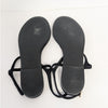 Chanel Thong Sandals G45025 Womens EU40/US9 Black/Gold Leather Strap Floral Logo