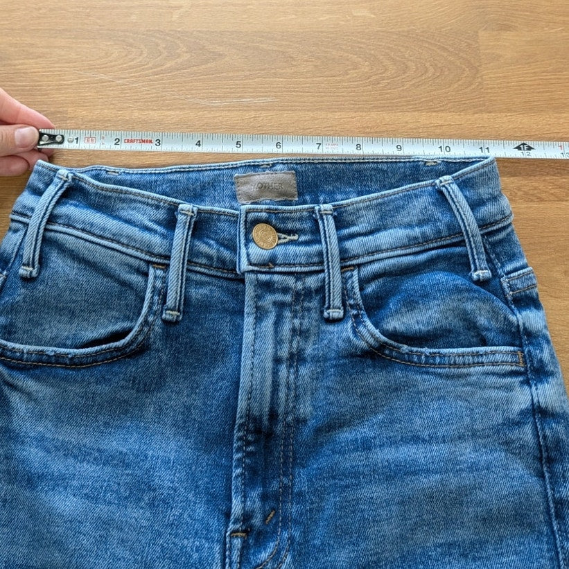 Mother Hustler Sneak Jeans Womens 25 Blue Denim High-rise Full Length