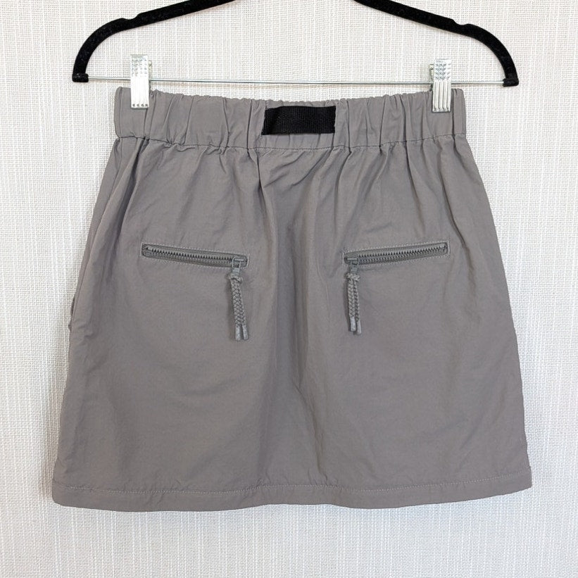 Moussy Mini Skirt Womens 1/S Gray Cotton A-line Pockets Belted