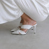 Paige Heeled Mules Womens 9.5 White D'orsay Style Pointed Toe High Heel