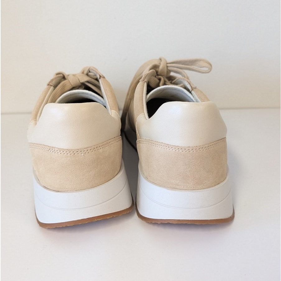 Vince Ohara Sneaker Womens 9M Beige Leather Logo Low Top Lace-up NWOT