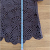 Mango MNG Crochet Long Sleeve Top Womens S Chocolate Brown Floral Cotton Knit