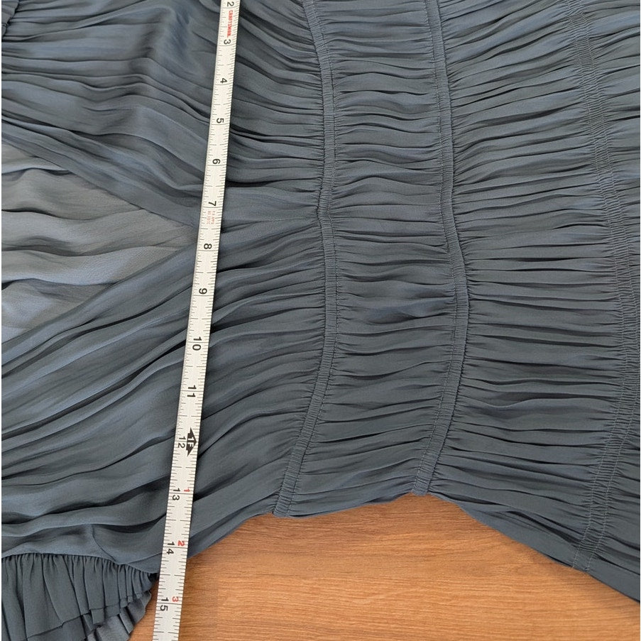 Ulla Johnson Claudia Midi Dress Womens 2 Slate Blue Pleated Tiered V-neck