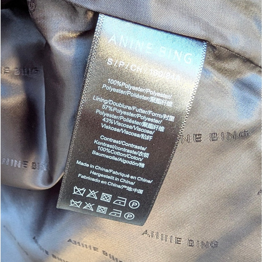 Anine Bing Luca Padded Jacket Womens S Deep Brown Utility Oversized Button Front