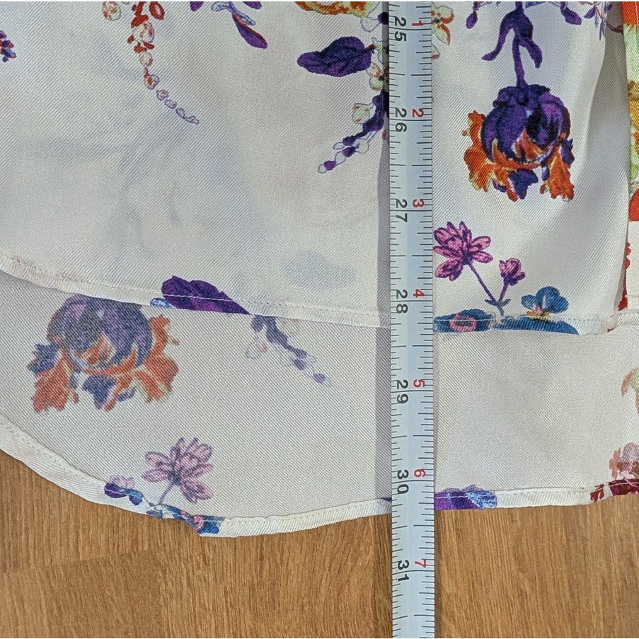 DIOR x KAWS 2019 Bouquet De Fleurs Shirt Womens US 39/M Floral Silk Button-up