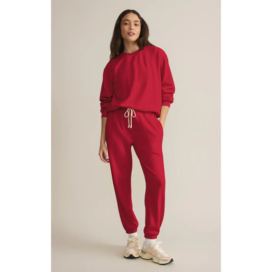 Z Supply Red Sweat Fleece Set: Sweatshirt, size L & Stadium Jogger, size XL
