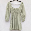 J.Crew Dress Womens 8P Green Cinched-waist Cotton Poplin Long Sleeve Mini