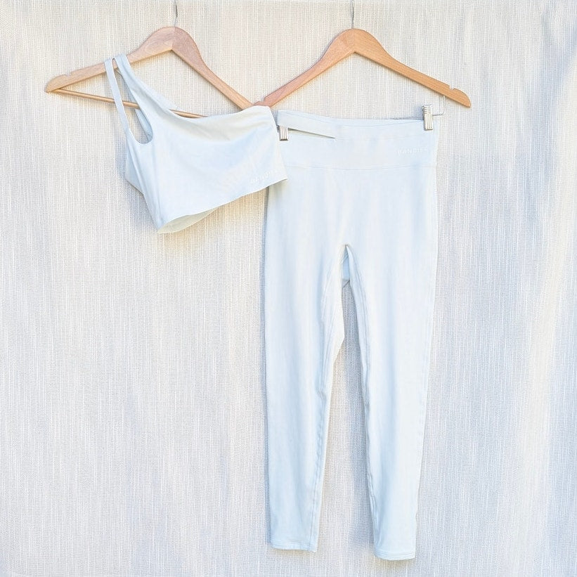 BANDIER Aria Set Ice Melt Asymmetrical Sports Bra High Waist Leggings, size S
