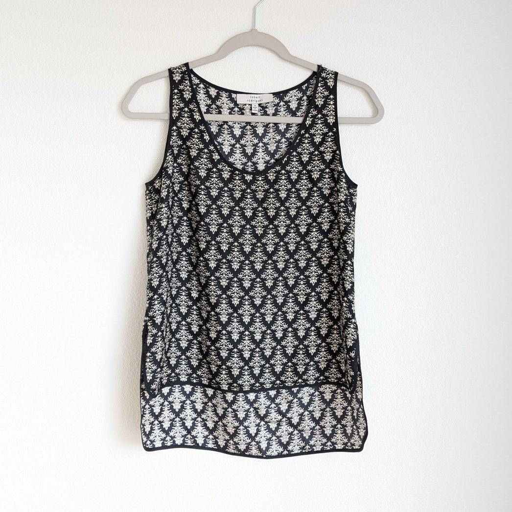 Robert Rodriguez Black Silk Sleeveless High Low Hem Tank Blouse Top, size 0