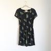 MOMONI Black Floral Print Silk Blend Short Sleeve Short Mini Dress, size S