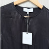 NWT L'Academie Maisel Black Satin Long Sleeve Blouse Top, size S