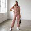 Sea NY Corbin Pink Short Sleeve Long Denim Jumpsuit, Size 10