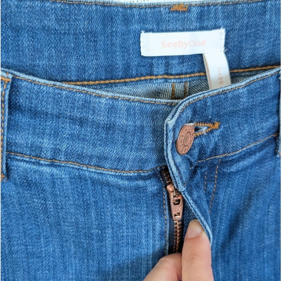 See by Chloé Rainbow-Pocket Mid Rise Flared Jeans Blue Size 26