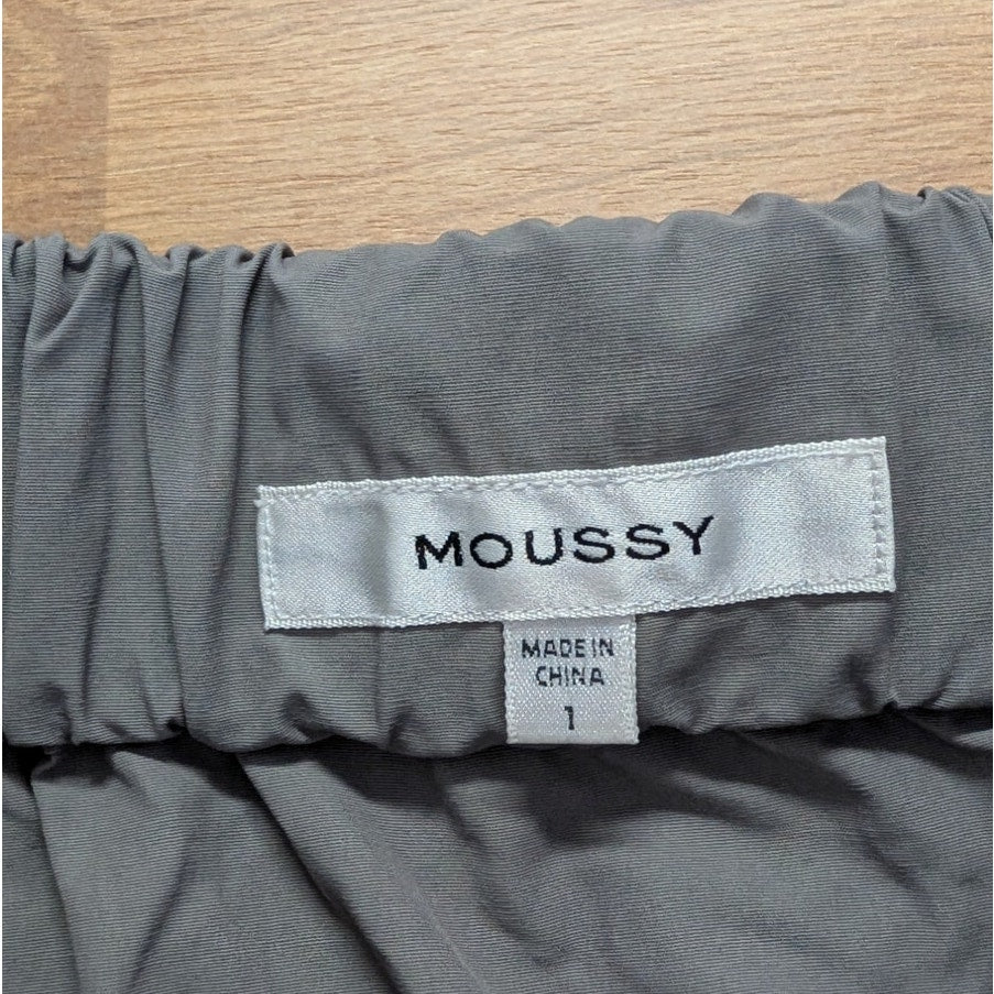Moussy Mini Skirt Womens 1/S Gray Cotton A-line Pockets Belted