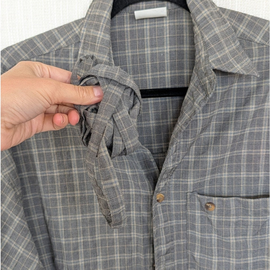 Deiji Studios Wool Check Shirt in Everyday Check Women's XS Gray Plaid Oversized