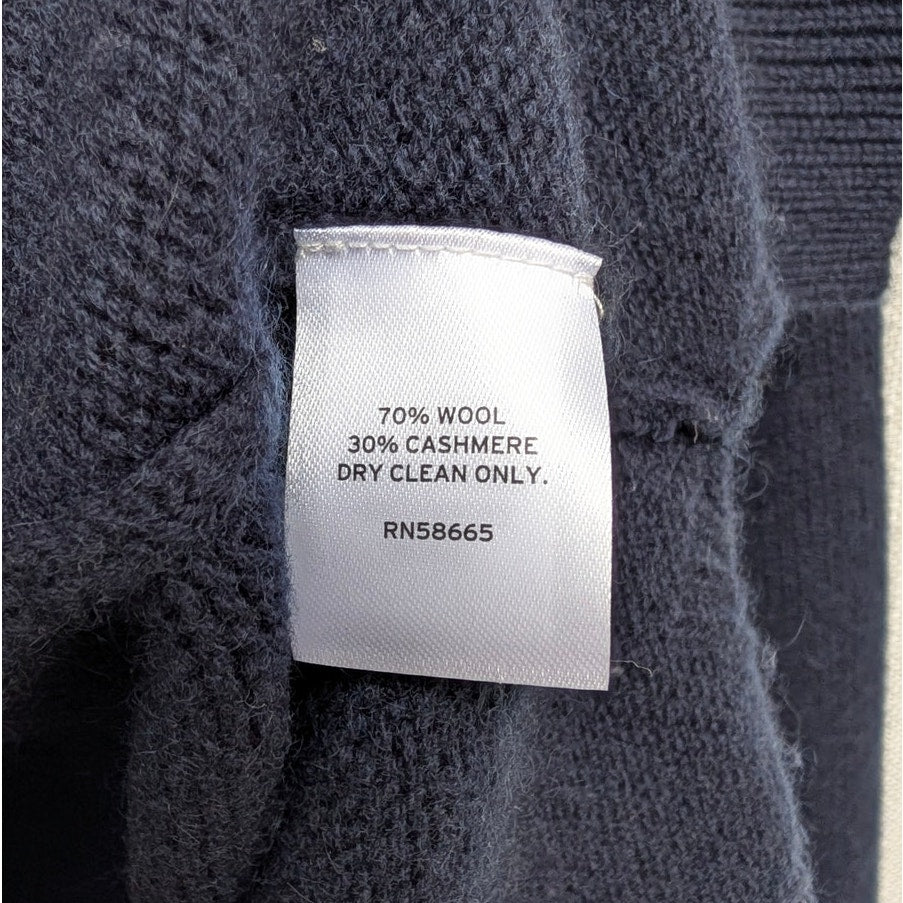 Nordstrom Wool & Cashmere Crewneck Sweater Womens M Navy Knit Long Sleeve