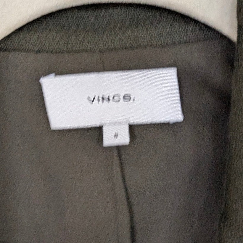 Vince Blazer Womens 8 Green Textured Relaxed Single-breasted Long Sleeve