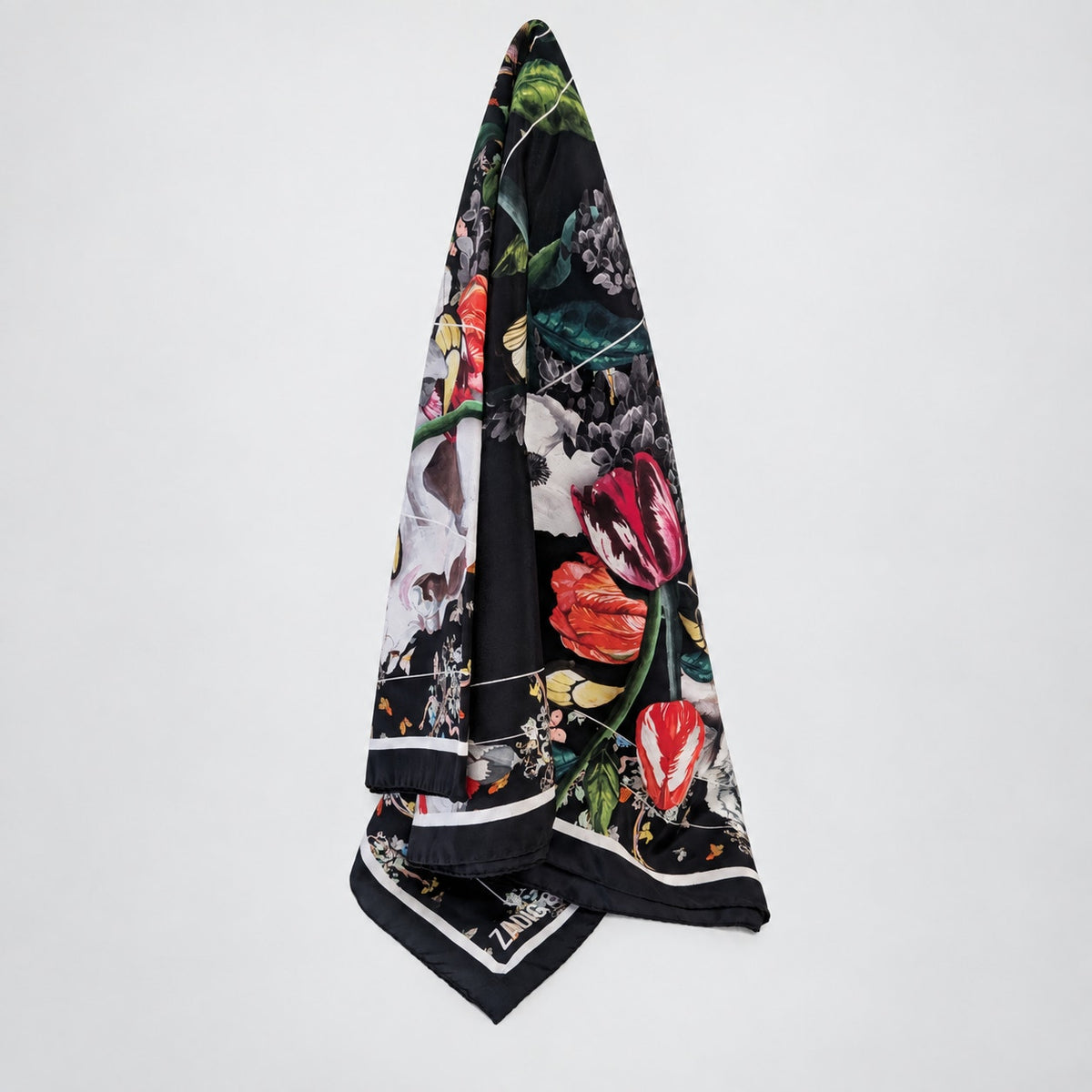 Zadig & Voltaire Floral Skull 100% Silk Scarf