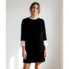 Vanessa Bruno Athe Black Velvet Lace Collar 3/4 Sleeve Mini Dress, size FR 38/US 6