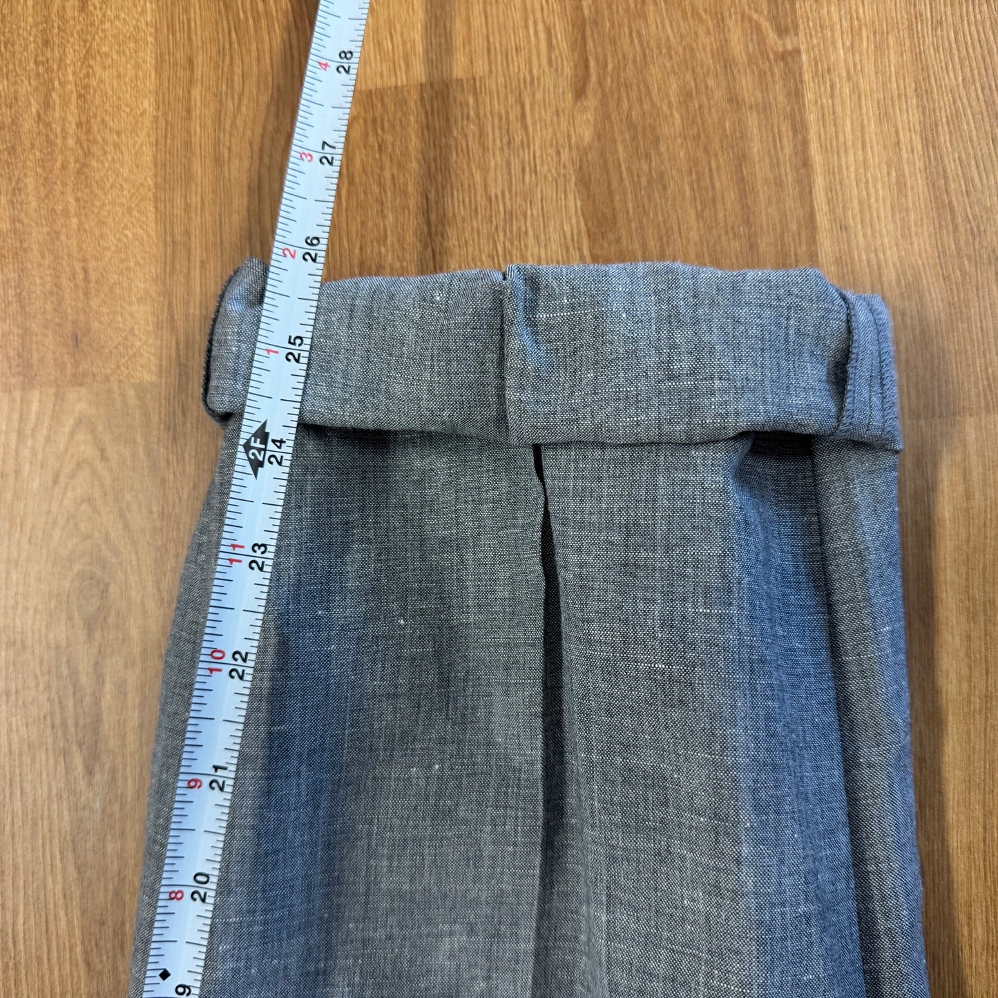 Brunello Cucinelli Wool/Linen Pants Womens 10 Gray High-rise Tapered Trousers