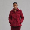 Burberry Finsbridge Red Quilted Hooded Belted Jacket Womens L Full Zip