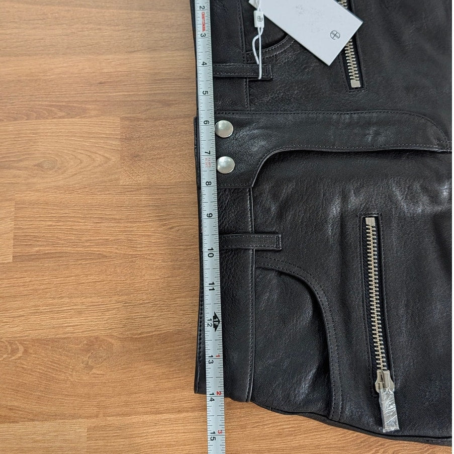 Anine Bing Steel Mini Skirt Womens S Black 100% Lamb Leather Zipper NWT
