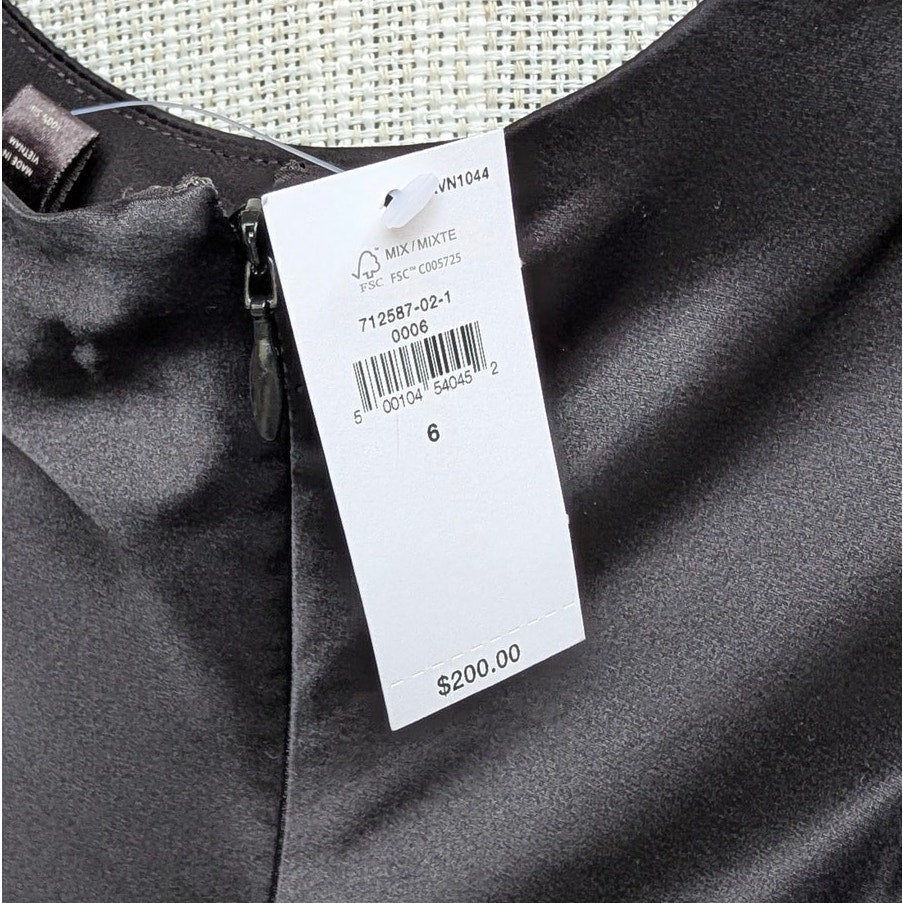 Banana Republic Alana Dress Womens 6 Black Silk Sleeveless Shift Mini NWT